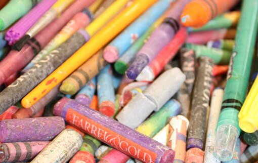 Collection of brightly colours crayons